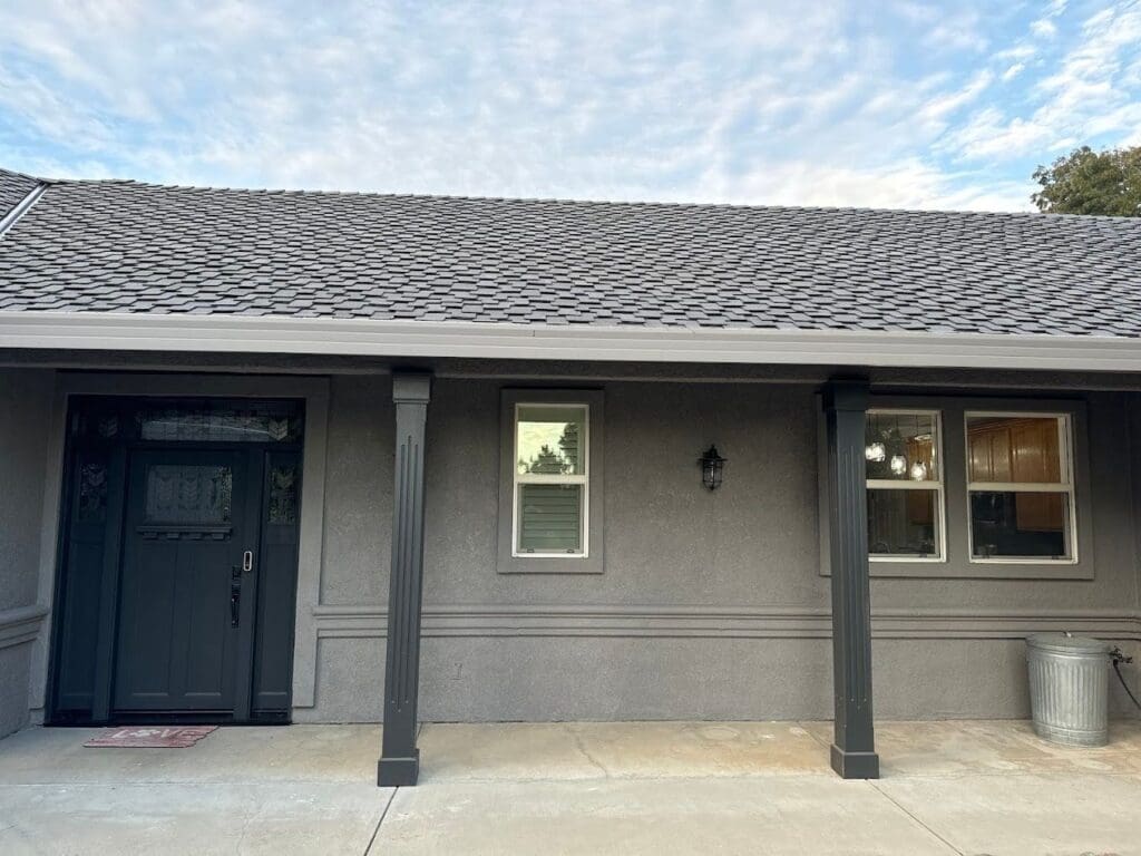 Finished roof over a front porch